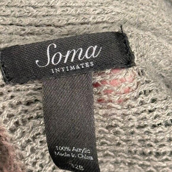 Soma Intimates Fringe Shawl Wrap Scarf Gray tiered 28 X 80 - Picture 4 of 14
